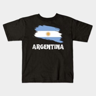 Argentina Flag with Distressed Flag and Letters Kids T-Shirt